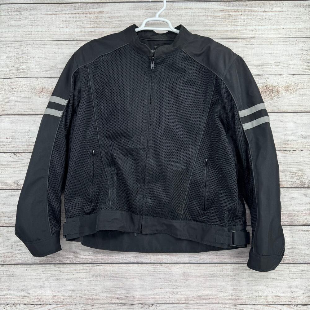 Black Brand Armored Motorcycle Jacket Mens 3XL Black Mesh Nylon Back Elbow